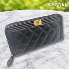 希少✨ CHANEL ボーイシャネル 長財布 黒×ゴールド ココマーク - メルカリ