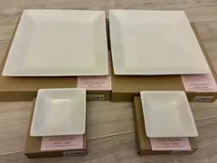 【新品未使用】森修焼　スクエアプレート　Ｌ×２　小×２　４枚セットのサムネイル