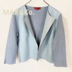美品　MAX&Co. 　ブルー　ノーカラージャケット　レザー　異素材のサムネイル