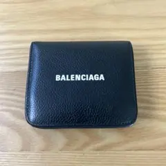 BALENCIAGA バレンシアガ　二つ折り財布　白ロゴ　ブラック　ゴールド金具のサムネイル