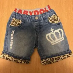 美品　BABYDOLL デニムショートパンツ ヒョウ柄　90