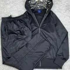 チャンピオン　ジャージ　フーディ　セットアップ　刺繍　デカロゴ　レオパード　黒