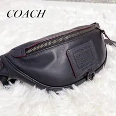 極美品　コーチ ボディバッグ リビングトン オールレザー ブラック 斜め掛け