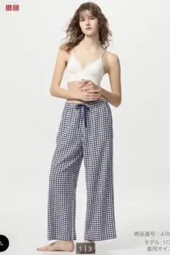 UNIQLO シアサッカーイージーパンツ M ネイビー