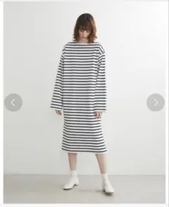 ボーダー ロングカットソーワンピースのサムネイル