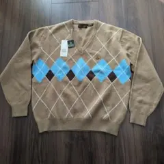 マンシング 新品 ラムウール  アーガイルセーター Lサイズ