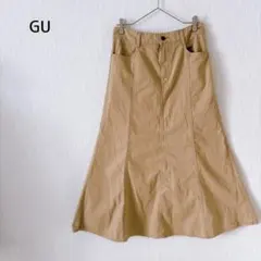 ジーユー フレアスカート XL ベージュ 綿100 Aライン ロング丈 きれいめ