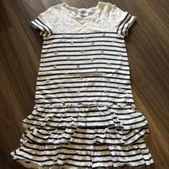 プチバトーボーダードット半袖ワンピース 8ans128㎝