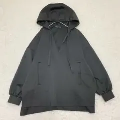 ザラ◆前あきプルオーバー/フード付きパーカー ストレッチ性 Vネック ゆるだぼ