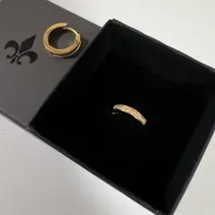 ゴールド ストーン付き フープピアス