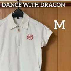 ダンスウィズドラゴン　ゴルフ　ポロシャツ　レディース　M 白　ジップアップのサムネイル