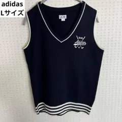 adidas アディダス ゴルフ ニットベスト Vネック ネイビー Lサイズ