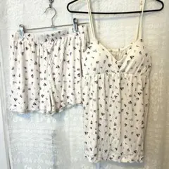 M GU 白 小花柄 ルームウェア 上下セット 綿 キャミ 夏のサムネイル