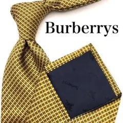 【美品】Burberrys ネクタイ チェック イエロー 黄 ブラウン 茶