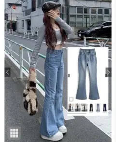 タグ付きブーツカットデニム s ライトブルー