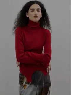 新品 BEST TOUCH GARTER DETAIL KNIT TOP RED