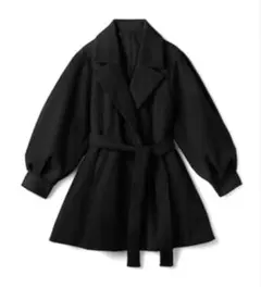 GRL リボンベルト付きボリュームスリーブショートコート ze684 ブラック