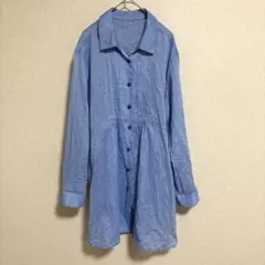 GIANNI LO GIUDICE シャツワンピ40 青 コットン 薄手 羽織り