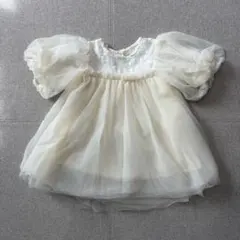 ベビードレス　韓国　アイボリー チュール セレモニードレス