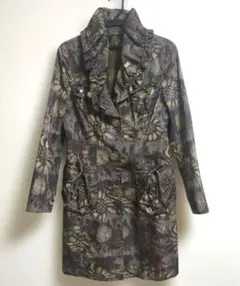 【伊太利屋】美品✨️ひまわり柄トレンチコート フリル付きのサムネイル