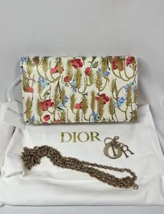 DIOR フラワー刺繍 レディディオール チェーンウォレット/ショルダーバッグ