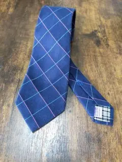 ALEXANDERJULIAN ネイビー チェック柄 ネクタイシルクコットン素材