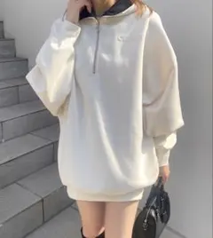 Chico 2WAYミニワンピース　アイボリー　フード付き