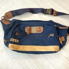 美品 テラパックス インディゴ染めヘンプコットン ウエストバッグ 