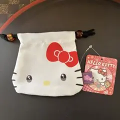 ハローキティ 裏面がサンリオキャラクターと和柄のミニ巾着