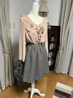 マジェスティックレゴン　ギンガムチェック フレアスカート