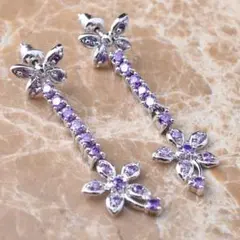 14金ホワイトゴールドフィルド アメジストピアスEX