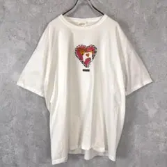 90s USA製 ESPRIT エスプリ 犬 ハートプリント Tシャツ 白 XLのサムネイル