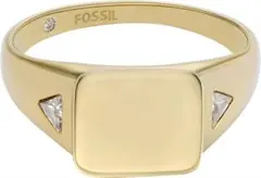新品 Fossil ゴールドトーン ステンレススチール シグネットリング