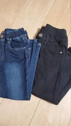 110サイズ デニム・ブラックパンツ 2枚組