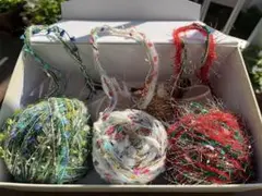 クリスマス限定^_^ファンシーヤーン素材糸毛糸【約2~3メートル × 3点】