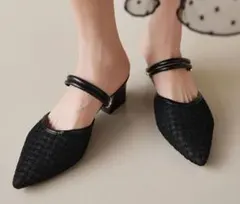 ポインテッドトゥ ミュール 美品(*^o^*)23cmブラック