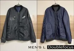 美品 ダブルフォーカス 黒紺 リバーシブル メンズL 中綿 ブルゾン