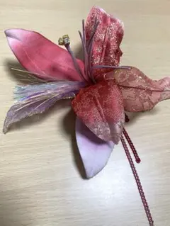 花モチーフの髪飾り 赤系　和服髪飾り
