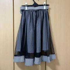 黒白ギンガムチェックスカート ベルト付き