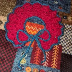 スタイ　編み物　ベビーサイズ　赤ちゃん用　レッド　ブルー