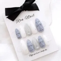 【現品】ネイルチップ クロムネイル モールド ブルー 韓国 ちゅるん シルバー