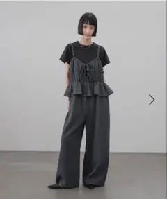 LEPSIM レプシィム チュールベスト＆サイドフリルパンツ グレー 超美品