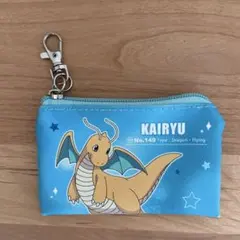 ポケットモンスター　フラットミニポーチ　コインケース　カイリュー柄　ブルー