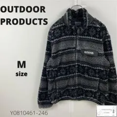 美品 OUTDOOR PRODUCTS フリースジャケット ボア 総柄 防寒 M