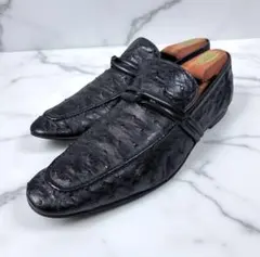 オーストリッチレザー ローファー 黒