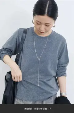 新品タグ付　Samansa Mos2 blue ラメロンT チャコールグレー