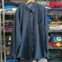 トミーヒルフィガー コットン長袖シャツ ネイビー