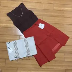 トーナル　レザーレースアップクラッチ　アイボリー