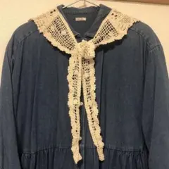 新品　大人カジュアル　レースつけ襟　アイボリー　結ぶタイプ