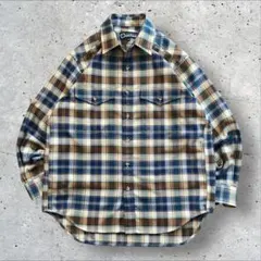 vintage ネルシャツ マルチカラー チェック柄 長袖 M 古着